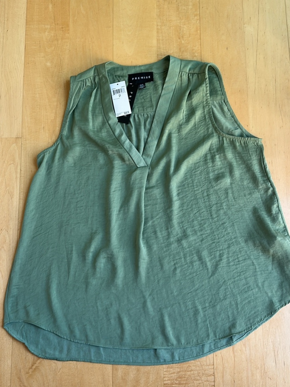 Premise Olive Green Sleeveless V-Neck Top